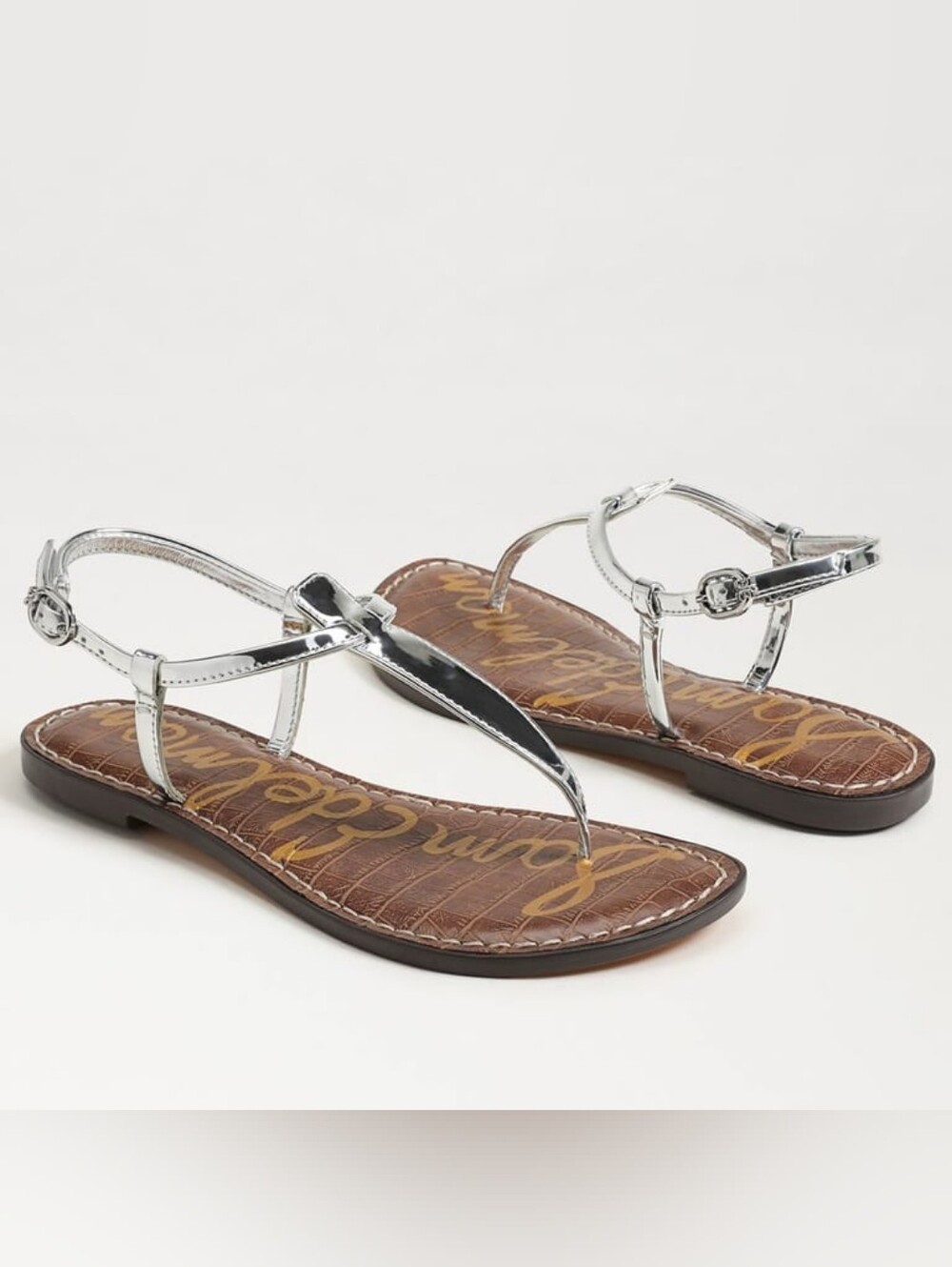 Sam Edelman Women's Soft Silver Metallic Gigi Thong Sandal. Size 6